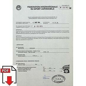 1984 Citroen Visa GT FIA homologation form PDF download